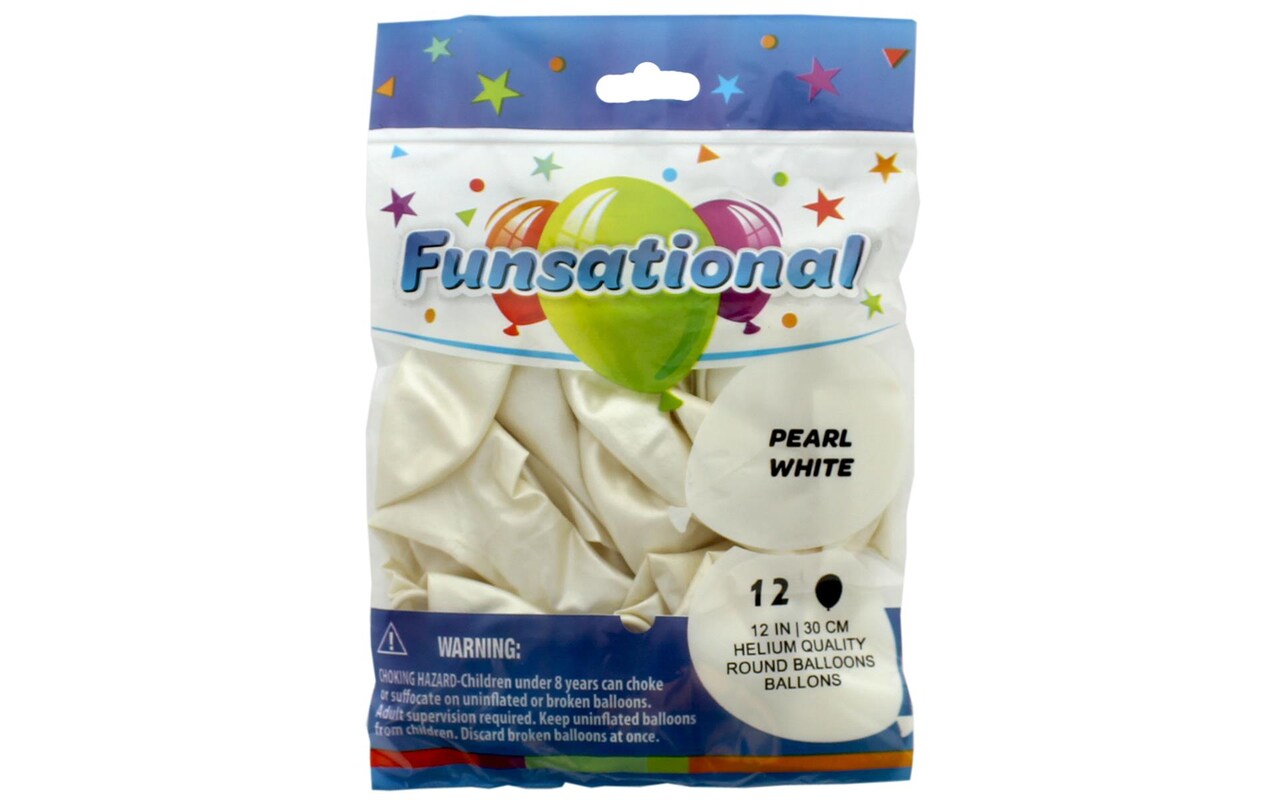 Pnl Funsational Deco Balloon 12&#x22; 12Pc Pearl White